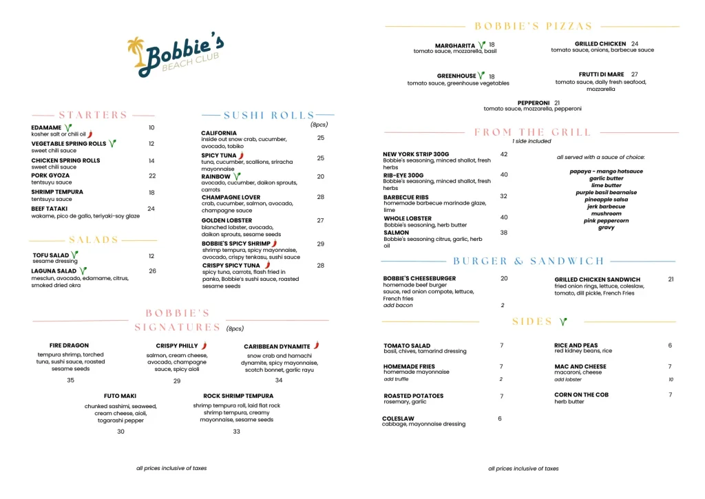 Bobbie's - Sunday Lunch Menu 2024, Sundaze Melody Inside Pages